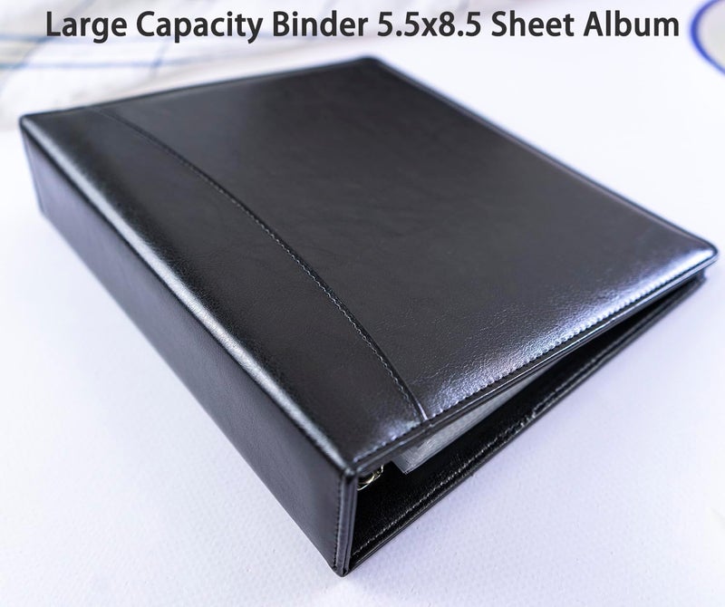 WITHYU 5.5x8.5 Inch Faux Leather Notebook with 30 Pack 60 Pockets Sleeve Refill Pages,Mini 3 Ring Binder Album Collection Holder Book, Ultra-Clear Photo Binder Protector, Double-Sided and Top Loading - Image 5